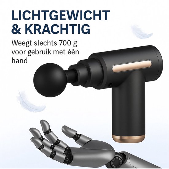 Mini massage gun - 4 koppen - 6 snelheden - diepe