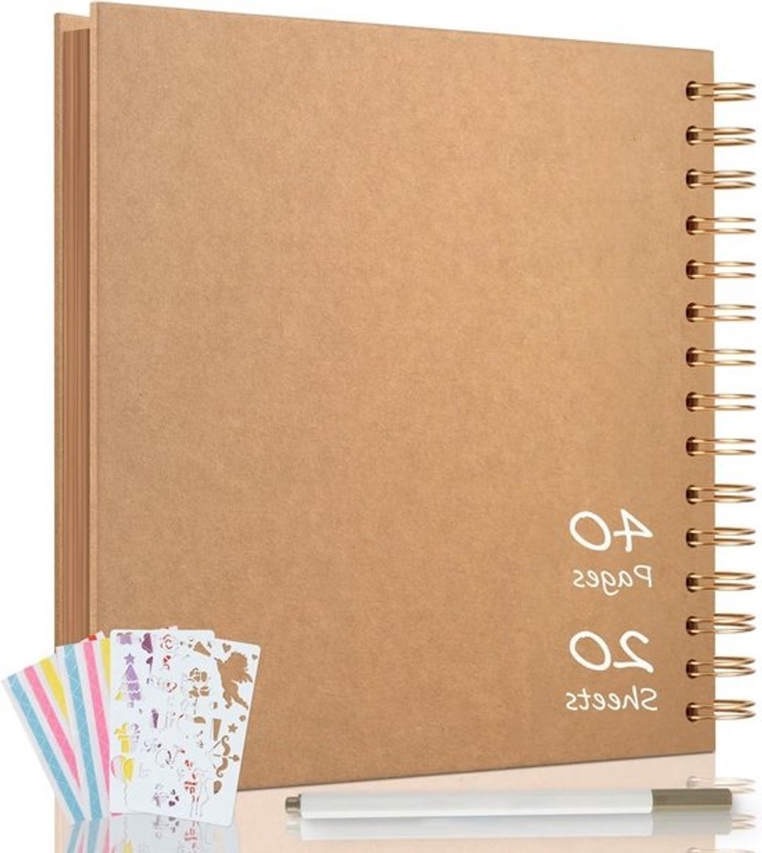 Scrapbook album 21x21 cm - DIY fotoalbum met hardcover en kraftpapier - 40 pagina's voor herinneringen en feestdagen zoals verjaardagen en Valentijnsdag