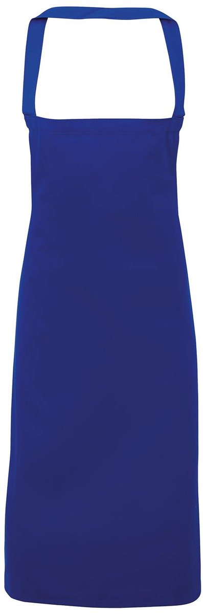 Schort, voorgekrompen absorberende katoenentwill, halterschort | Organische katoen | Banden van dezelfde stof | Lengte vanaf de taille 62 cm Kleur Royal Blue