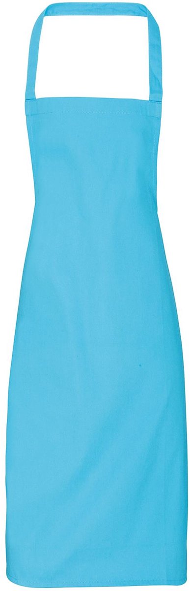 Schort, voorgekrompen absorberende katoenentwill, halterschort | Organische katoen | Banden van dezelfde stof | Lengte vanaf de taille 62 cm Kleur Turquoise