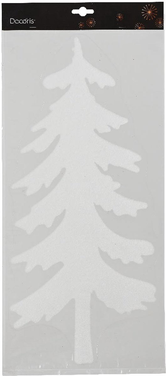 Kaemingk kerstraamsticker kerstboom wit grof getekend 49 x 23 cm