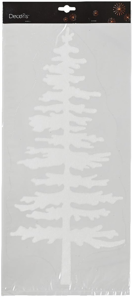Kaemingk kerstraamsticker wit kerstboom fijn getekend 23 x 49 cm