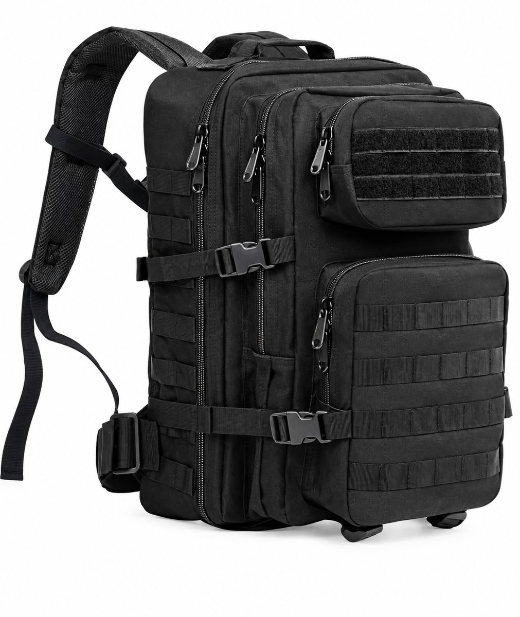 Tactische Rugzak 38L – 50 x 30 x 30 cm – Militaire Rugzak – Waterafstotend – 5 Vakken – Leger - Wandelrugzak – Zwart