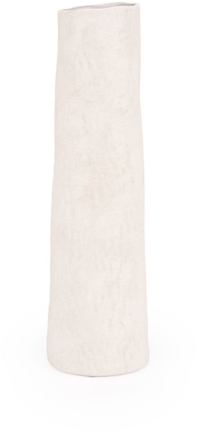 ISAA Vaas – Terracotta – Wit – 48,5 cm Hoog – Handgemaakt – Hoge Decoratieve Vaas