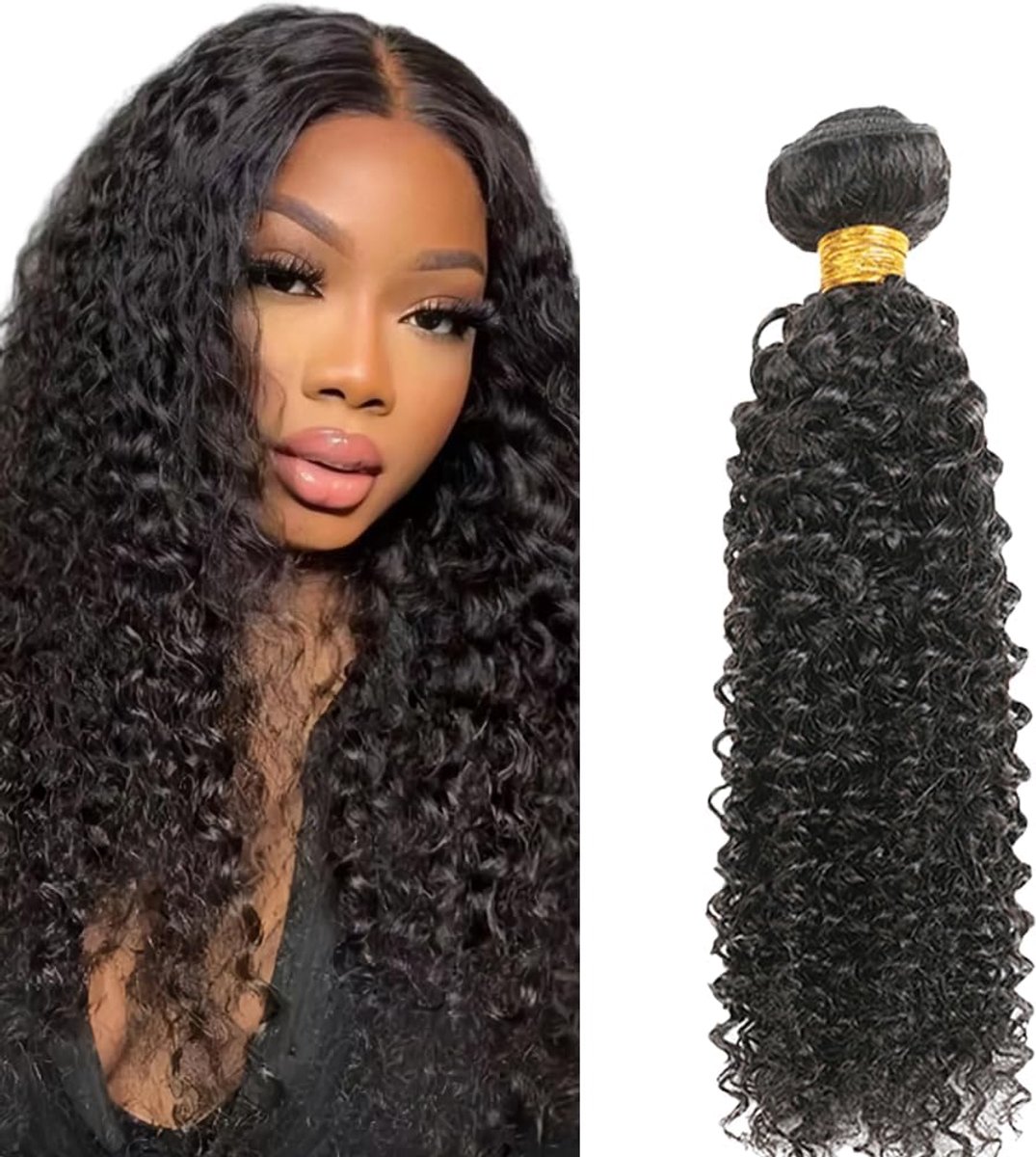 Hair Bundles #1B Natural Black Color Curly Wave Double Weft Weave Unprocessed Brazilian Virgin Hair Extension Mensliches Haar Human Hair Extension 100g/Bundle 18 Inch