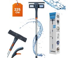 4-in-1 Raamwisser met Telescoopsteel - tot 225 cm - met Spons en Spray - Ramenwasser - Ramen Wassen - Glazenwasserset - Raamtrekker