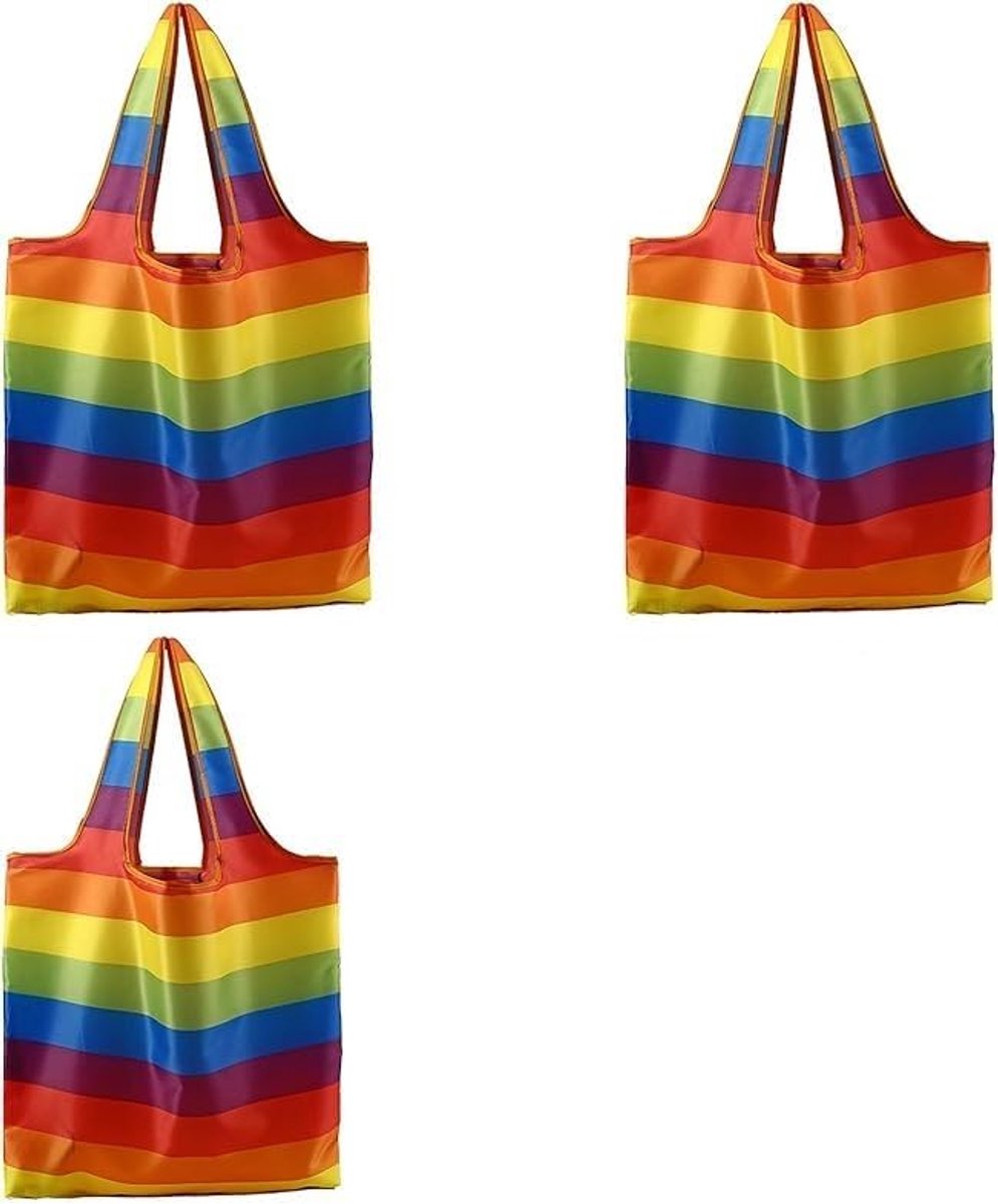 Tas Pride - Set van 3, Kleurige Regenboog Handtassen, 46 x 66 cm, Duurzaam en Herbruikbaar voor Winkelen en Evenementen