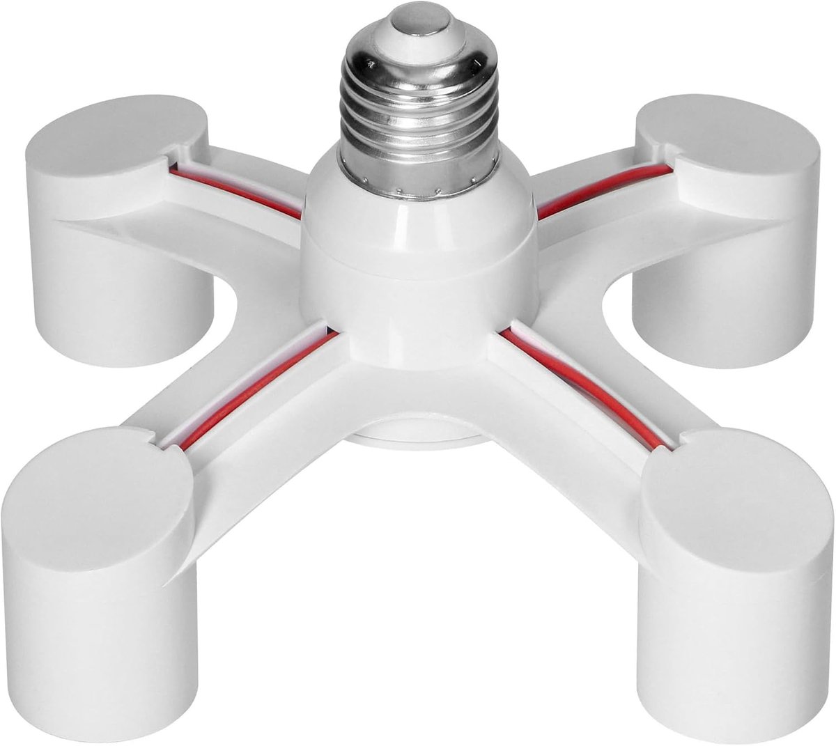 Splitteradapter van E27 naar E27 Fitting - E27 Lamp Houder geschikt voor elke E27 Lamp - Kleur: Wit De ideale oplossing (4xE27)