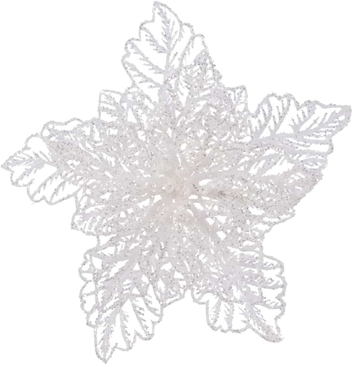 Kerstster wit glitter met kerstclip - accessoires