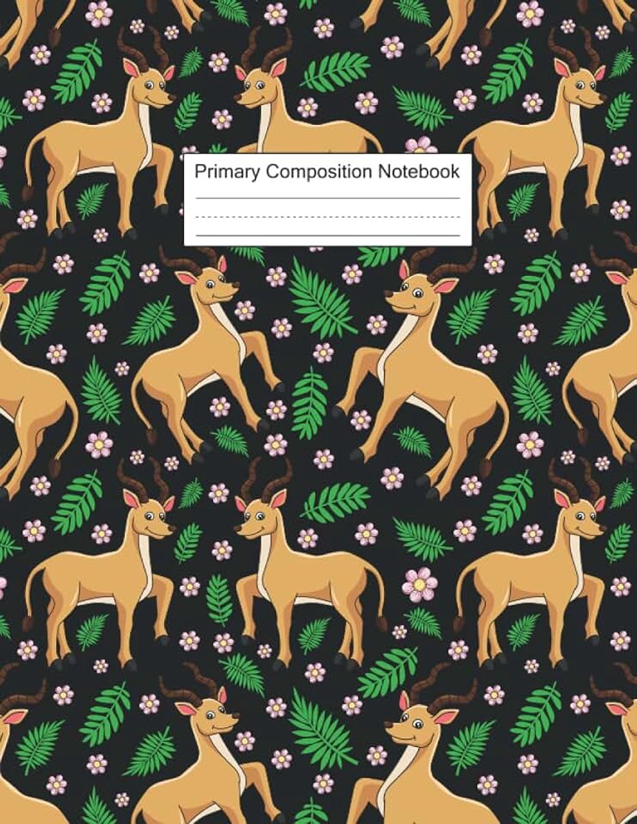 Antelope Primary Composition Notebook: Antelope Blank Lined Primary Composition Notebook To Write Notes Password, Notepad, To Do Lists
