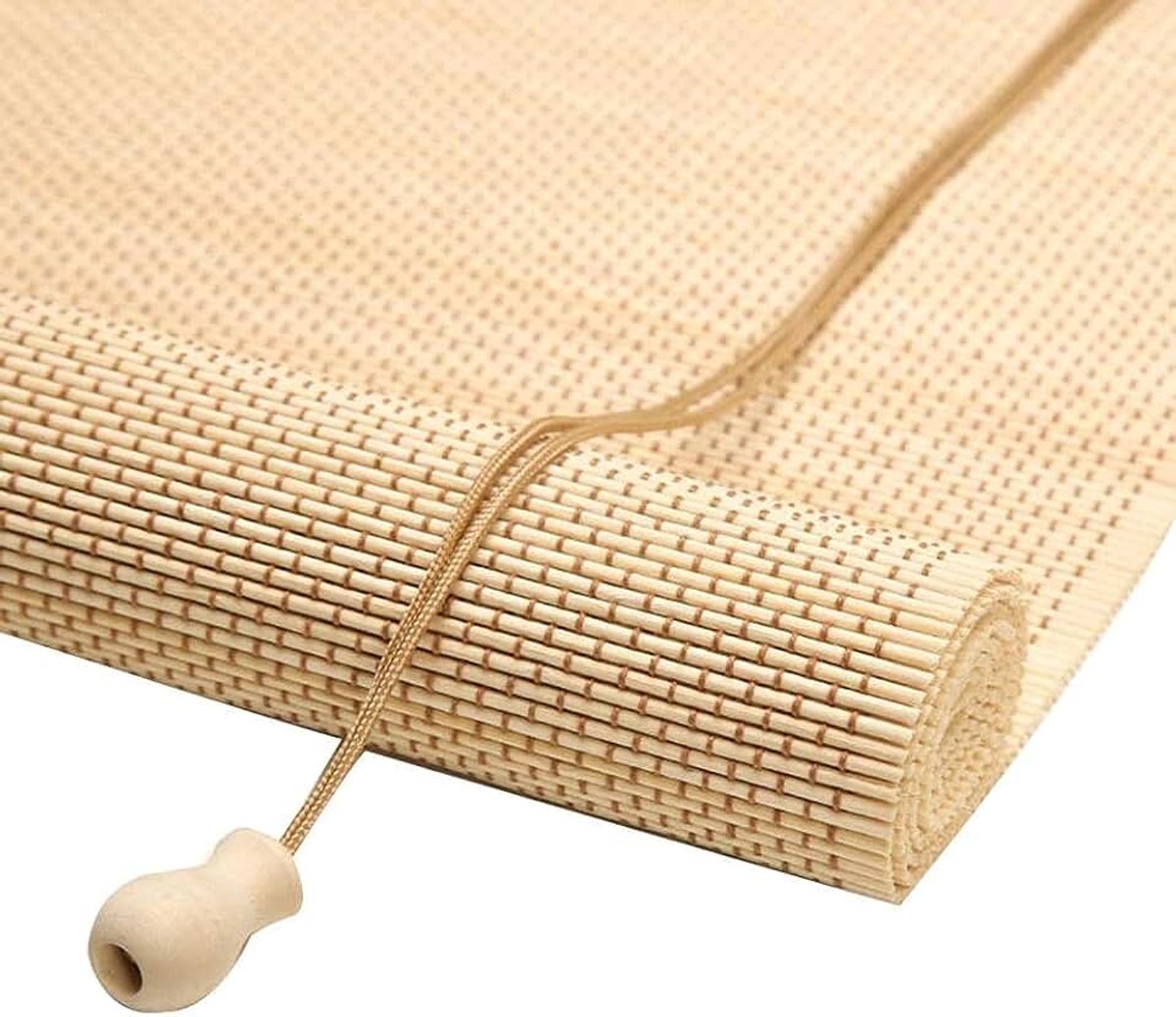 Bamboe gordijn geweven gordijn lamp filtratie zonnebrandcrème privacy board ring kant stam venster roller naar de woonkamer deur opening, 48 stuks (Kleur: A, Maat: 95x200cm)