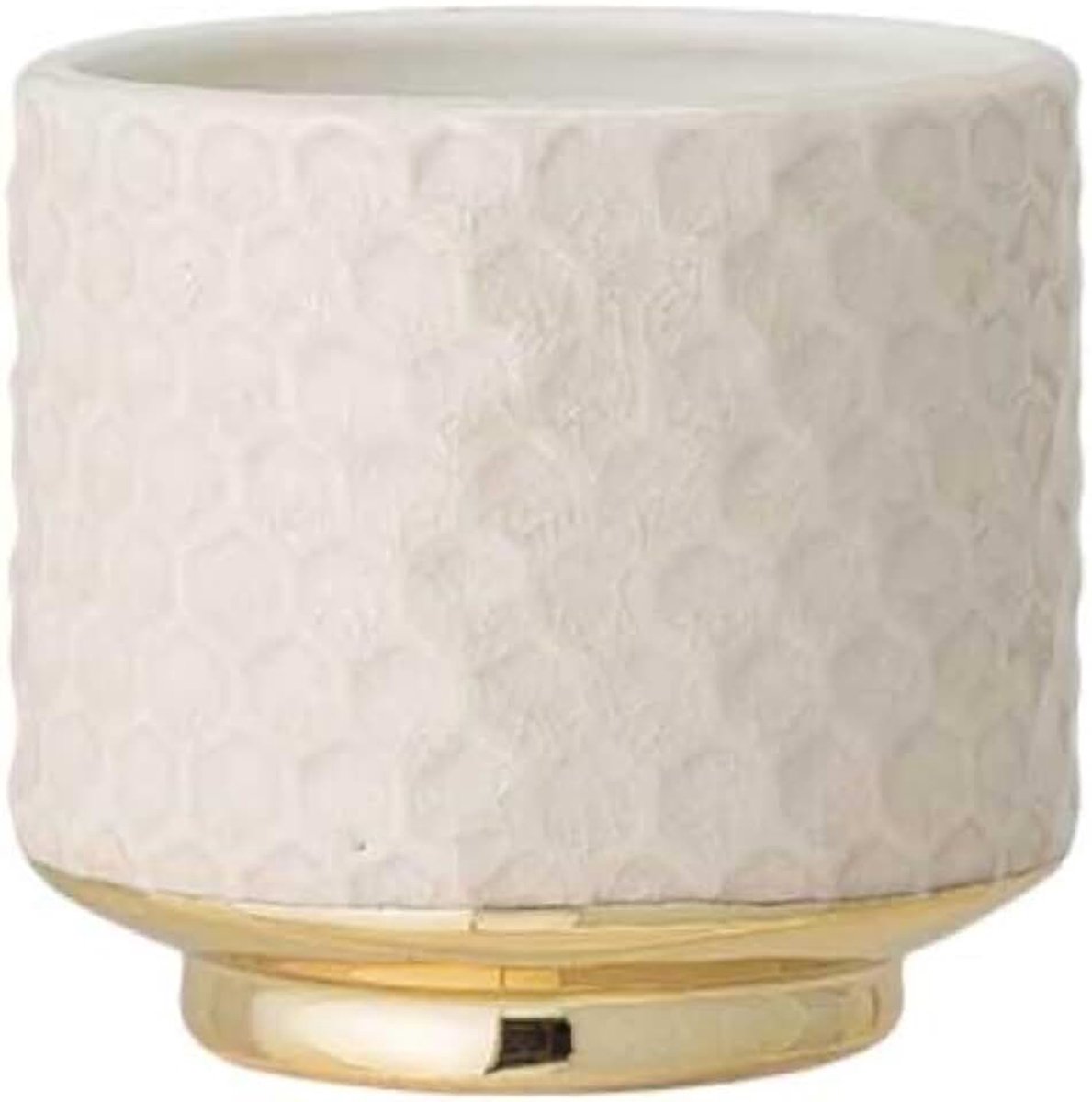 Goldy Bloempot, decoratieve bloempotten, kleur voor binnen, creatieve retrostijl, S (10 cm ø), ivoor-geel, keramiek