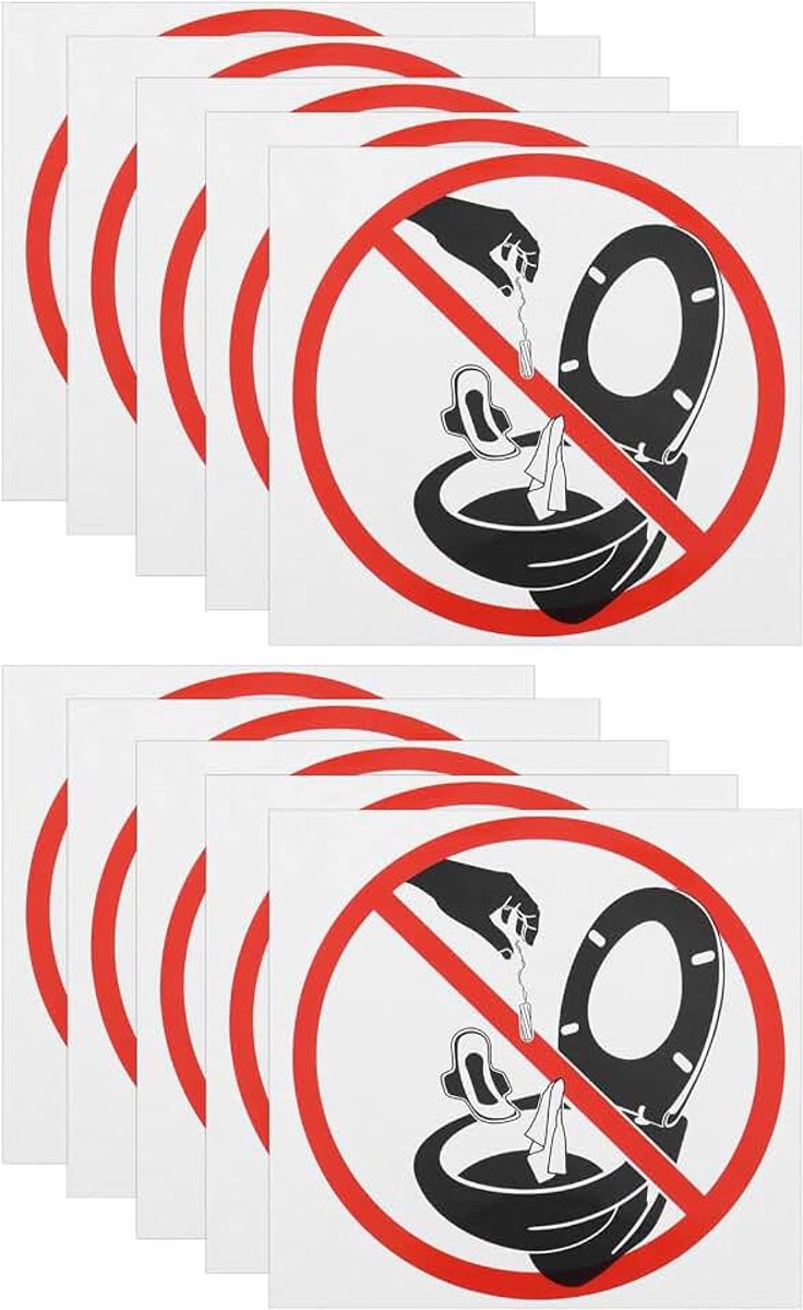Toiletpotstickers PVC toiletpot labelsticker 95 x 95 mm zelfklevende toiletpot sticker waterdichte labelsticker voor hotels restaurants