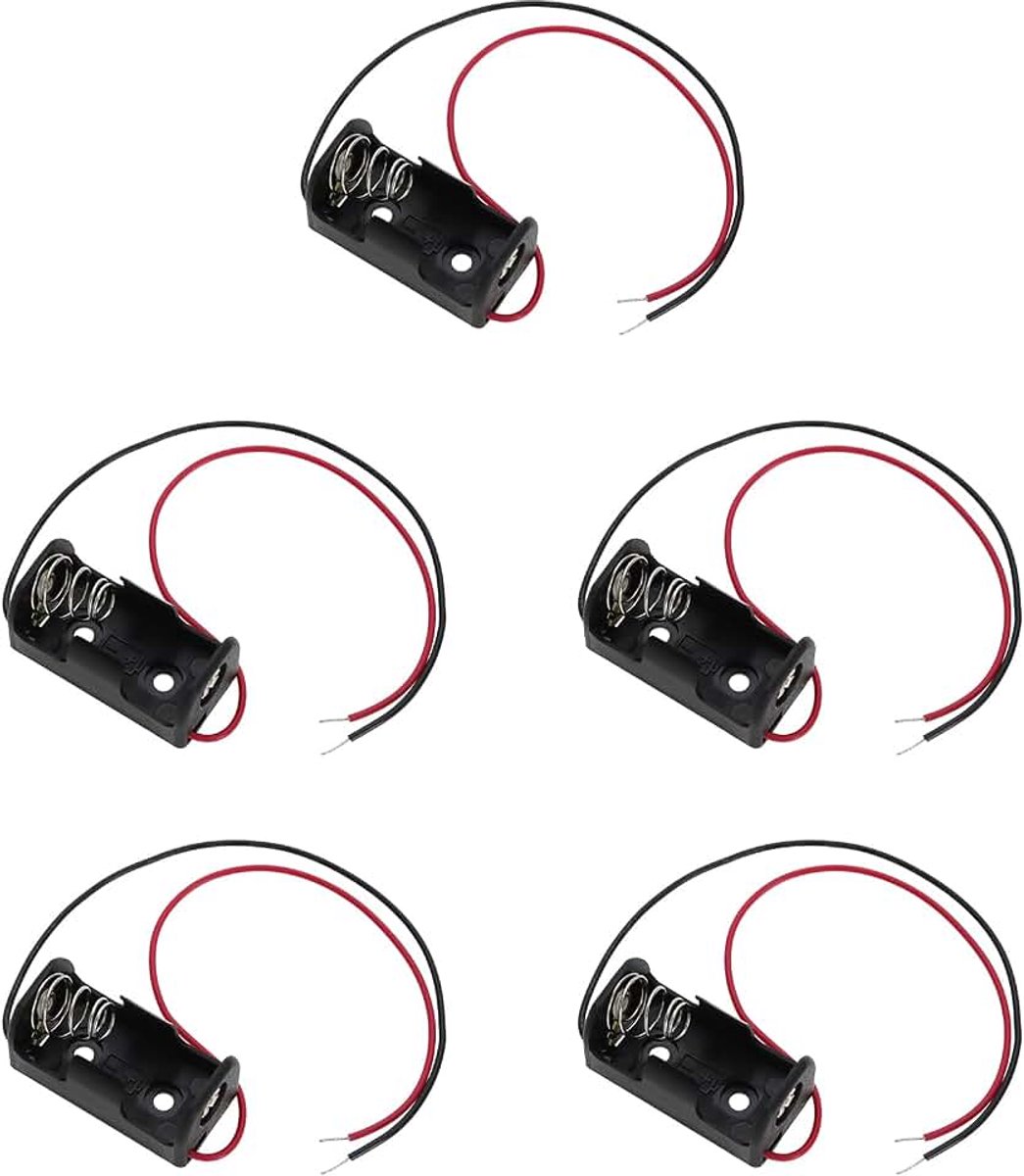 5 STKS 14250 Batterij Doos ER14250 Batterij Houder 1/2AA Batterij Houder 1/2AA 3.6V Batterij Houder met 150mm Kabel Draden Zwart en Rood