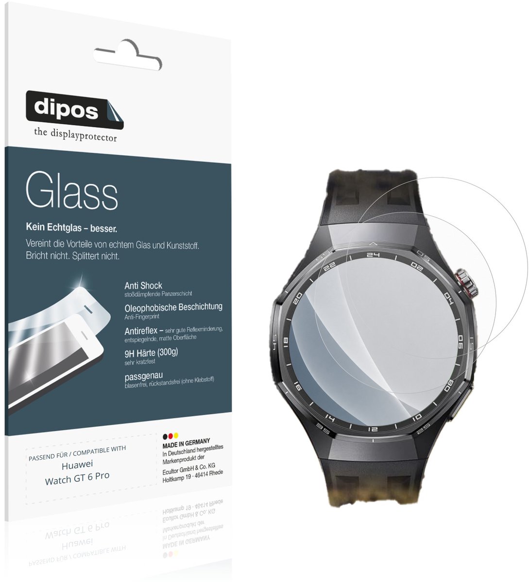 dipos – 2x Matte Pantserfolie geschikt voor Huawei Watch GT 6 Pro | 9H Screenprotector