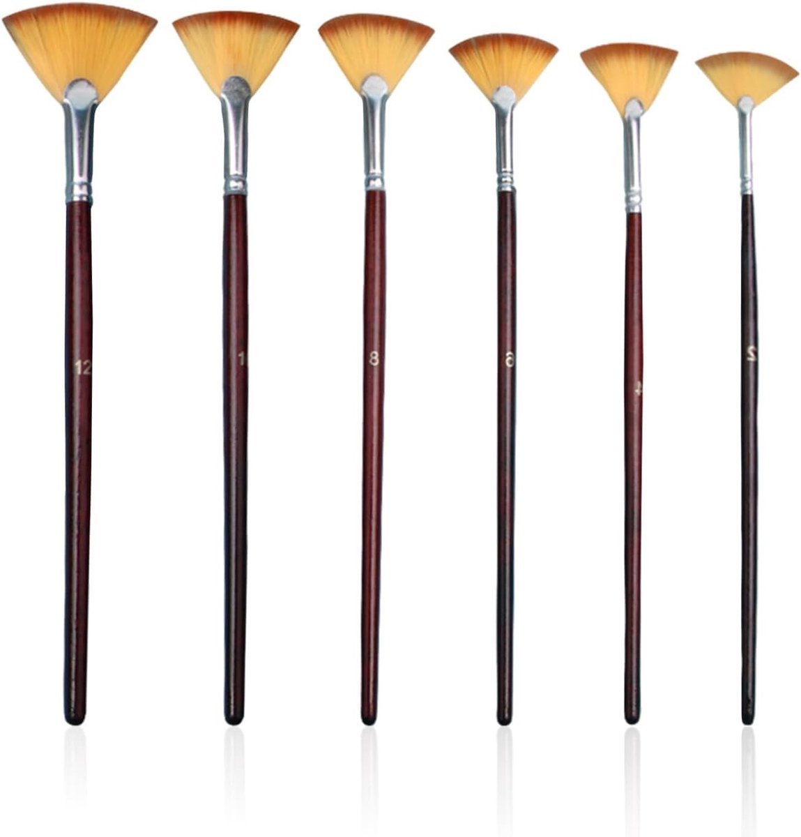6 stuks ventilatorborstels, schildergereedschap, knutselgereedschap, geschikt voor aquarel, acryl, olieverfschilderijen.