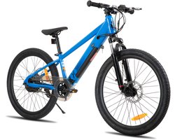 JOYSTAR 24 Inch Elektrische Kinder Mountainbike - 250W E-Bike voor Kinderen (7+ Jaar) - 25 km Actieradius - Met Verwijderbare Accu & Schijfremmen – Spaakwiel - Blauw