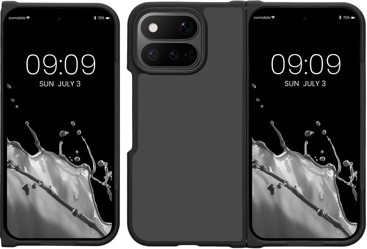 kwmobile Bumper hoesje geschikt voor Google Pixel 11 Pro Fold - Kunststof backcover beschermhoes mit TPU silicone bumper zwart / mat transparant