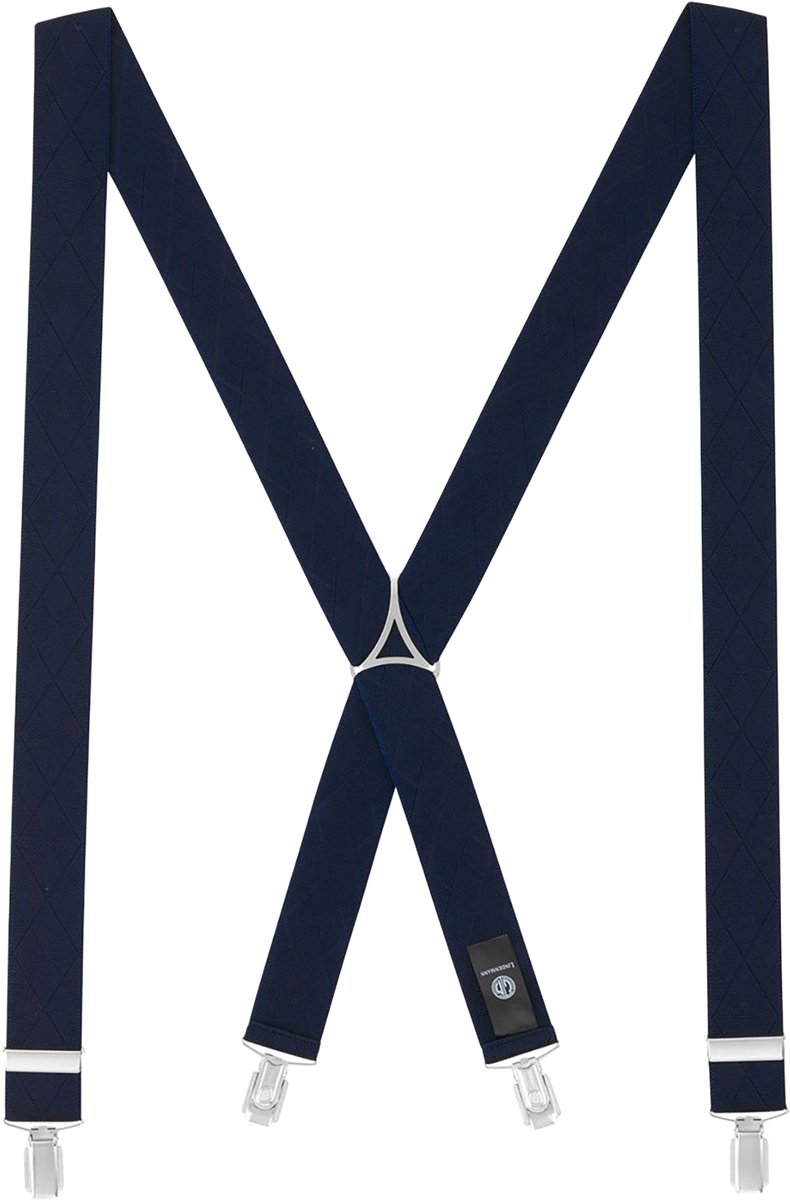 LINDENMANN heren bretels met extra sterke clips X-vorm - marine dessin