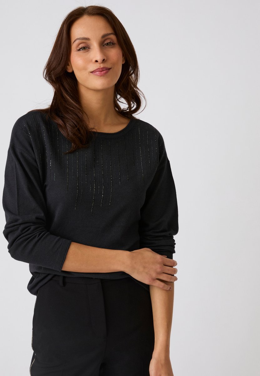 Damart - Pull met strass-steentjes - Dames - Zwart - L
