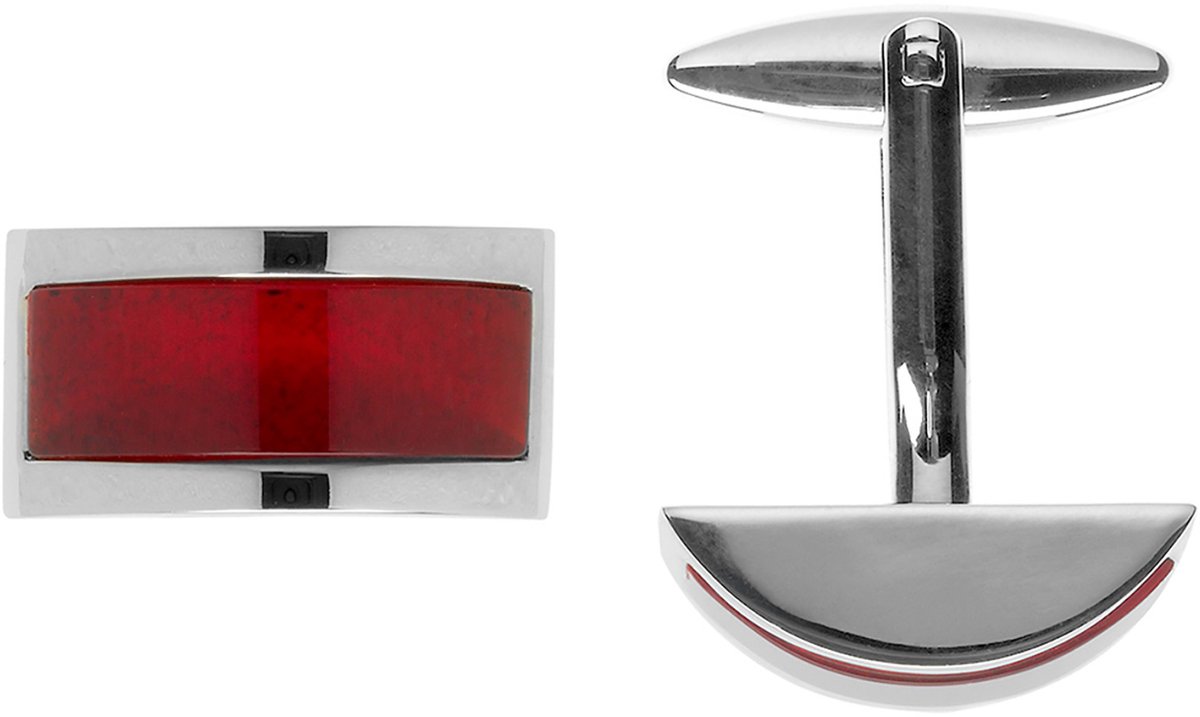 LINDENMANN heren manchetknopen Red Agate - zilverkleurig