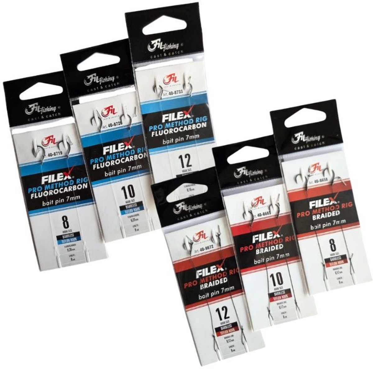 Filex PRO Method Rigs Voordeelset - 12 stuks - BARBLESS - Method Feeder Onderlijnen