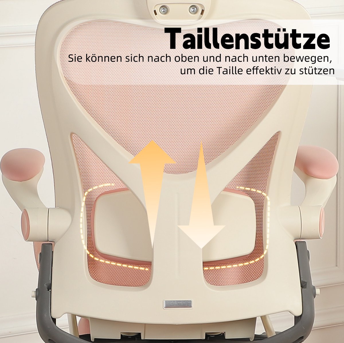 STILVORA Bureaustoel 67 Cm - Ergonomisch Klapbaar Met 3D Hoofdsteun En Verstelbare Lendensteun - Voor Werk, Studie En Spel - Mesh Roze