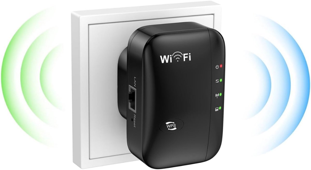 VH Supplies® WiFi Versterker Stopcontact - WiFi Repeater - WiFi Booster - Zwart - 300 Mbit/s