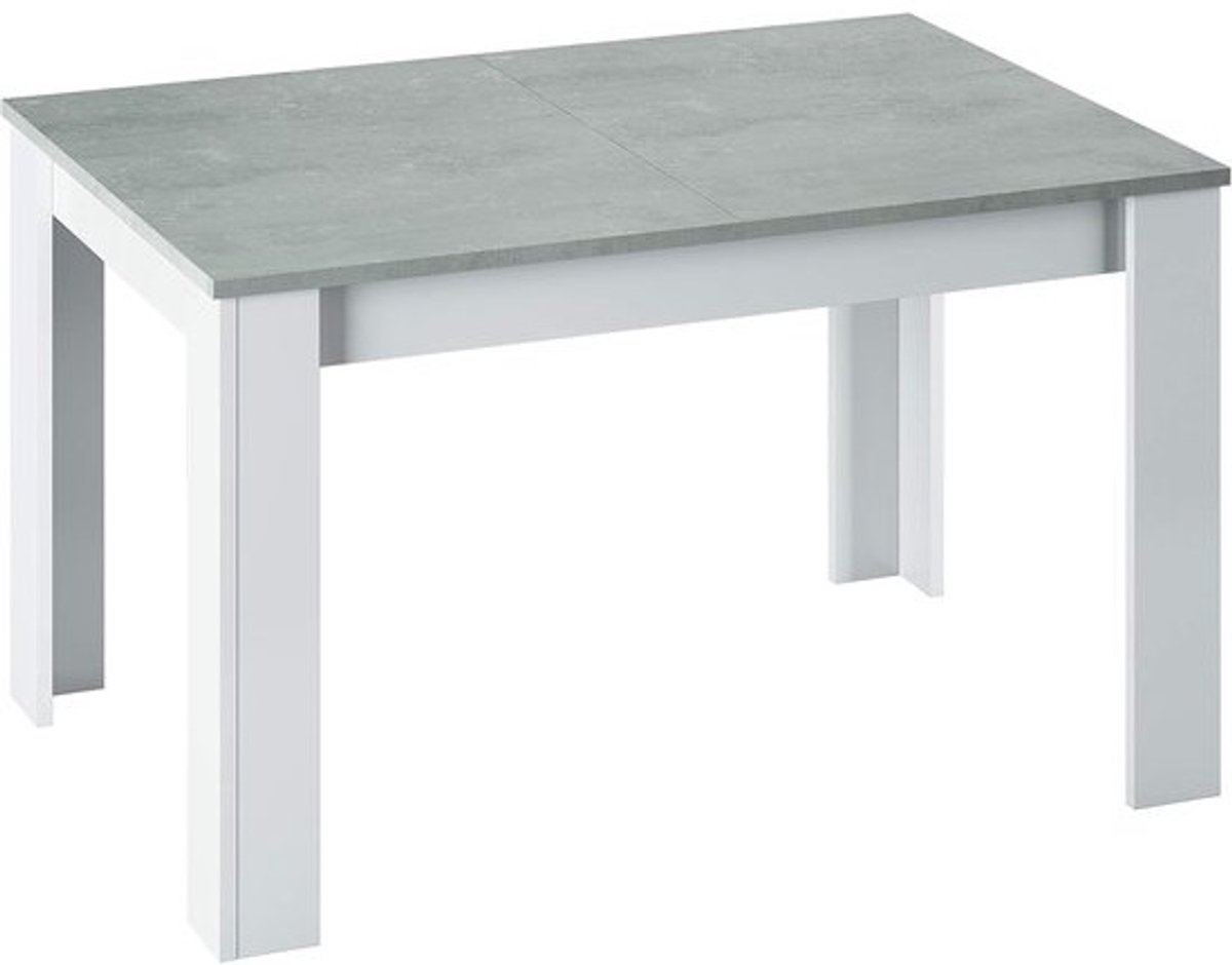 Uittrektafel Set 90x140/190 cm Wit/Beton - Ideaal voor Elk Interieur