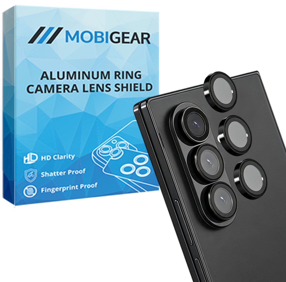 Mobigear Screenprotector geschikt voor Samsung Galaxy Z Fold 7 Glazen | Mobigear Single Camera Lens Protector - Case Friendly - Zwart