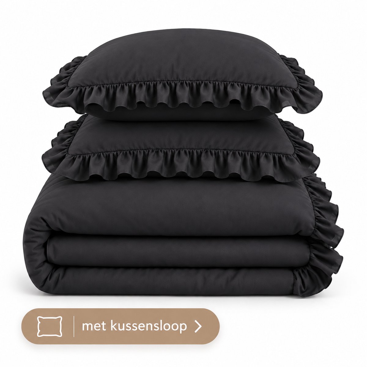 Lazy Dekbed Ruffles – Dekbed Zonder Overtrek – 240x200 cm – Inclusief 2 Kussenslopen 60x70 cm – Microvezel – Warmteklasse 3