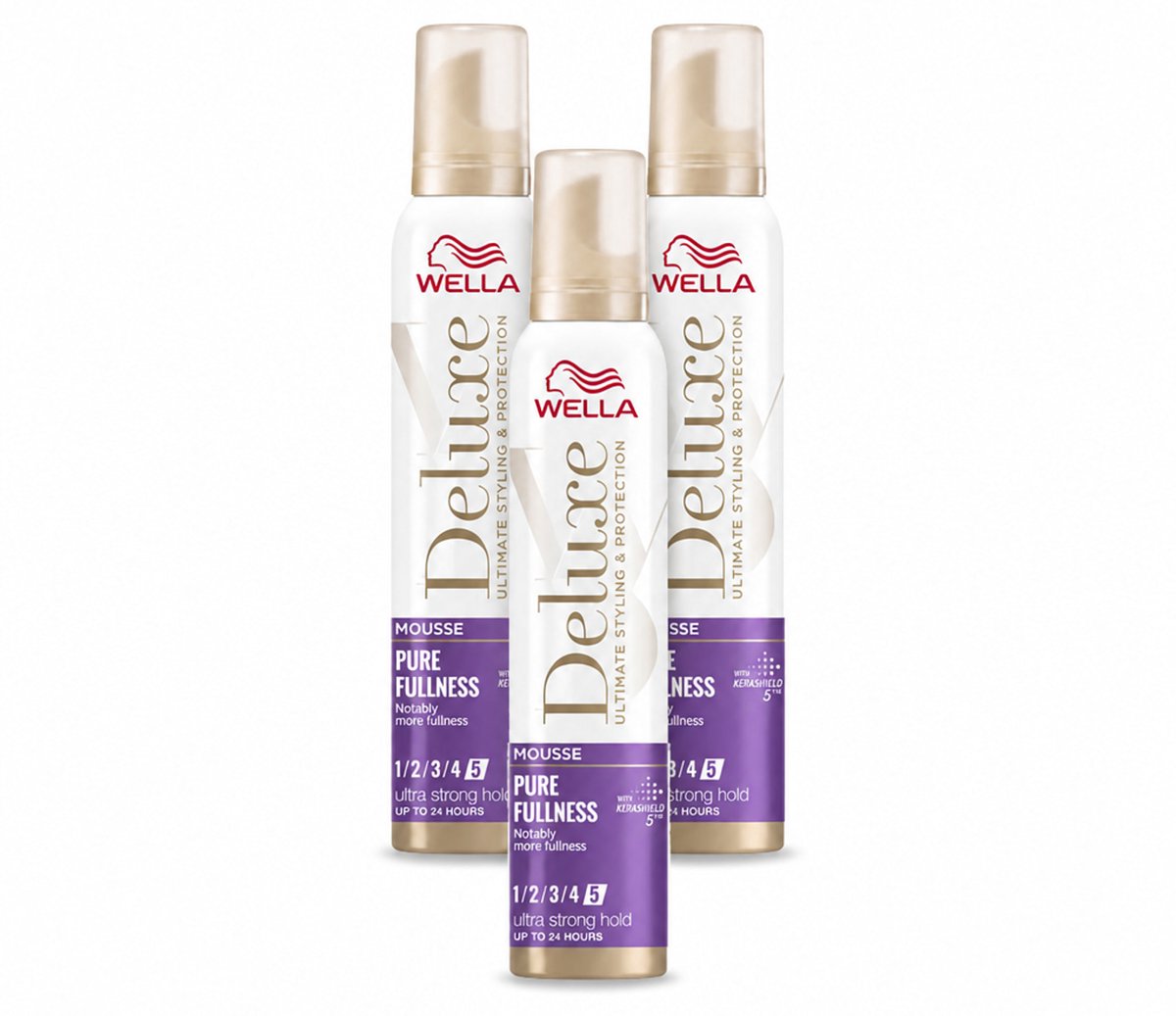 3 x Wella – Deluxe Pure Fullness – Haarmousse – 200 ml - Voordeelverpakking - 3 stuks
