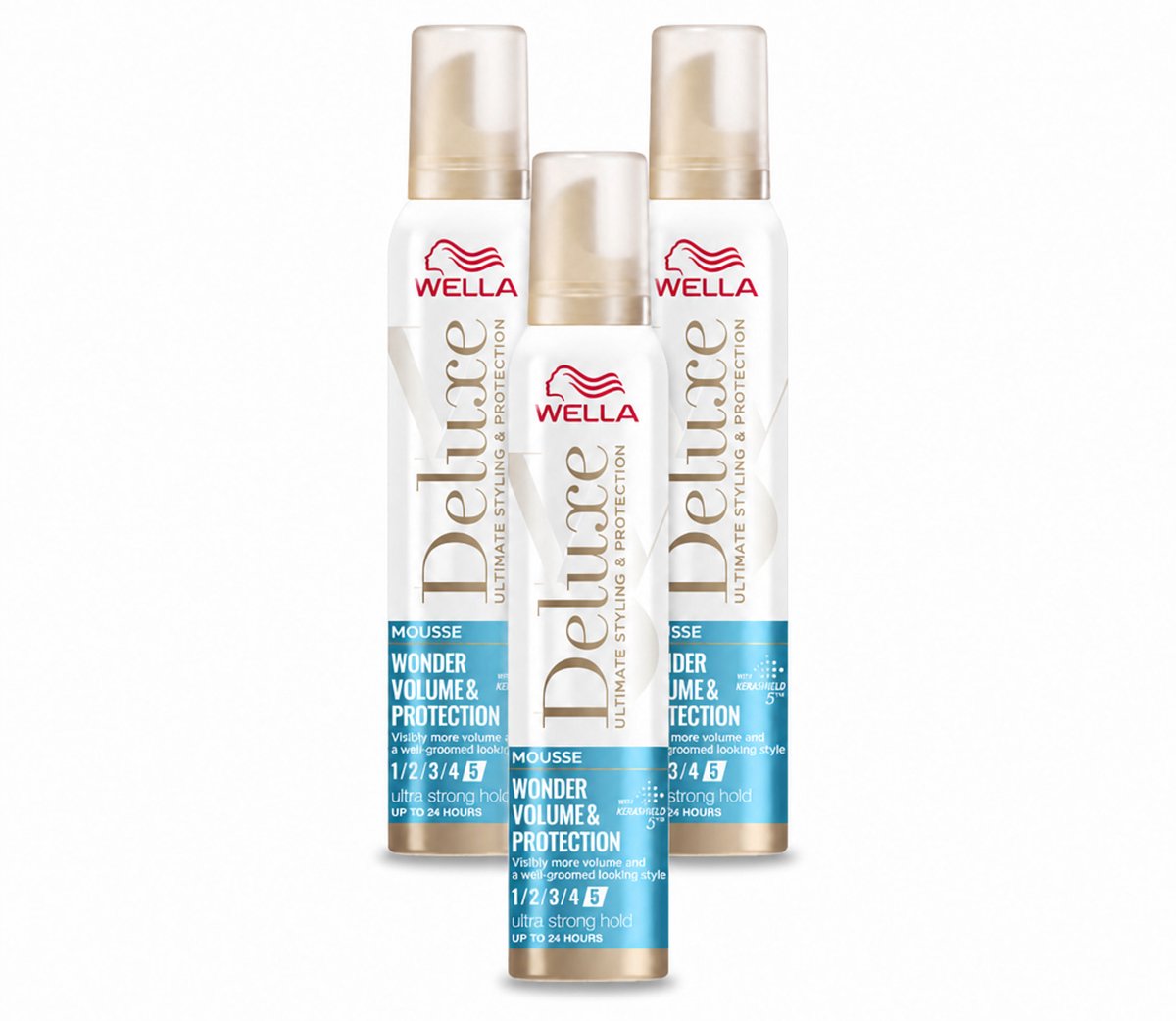 3 x Wella – Deluxe Volume & Protection – Haarmousse – 200 ml - Voordeelverpakking - 3 stuks