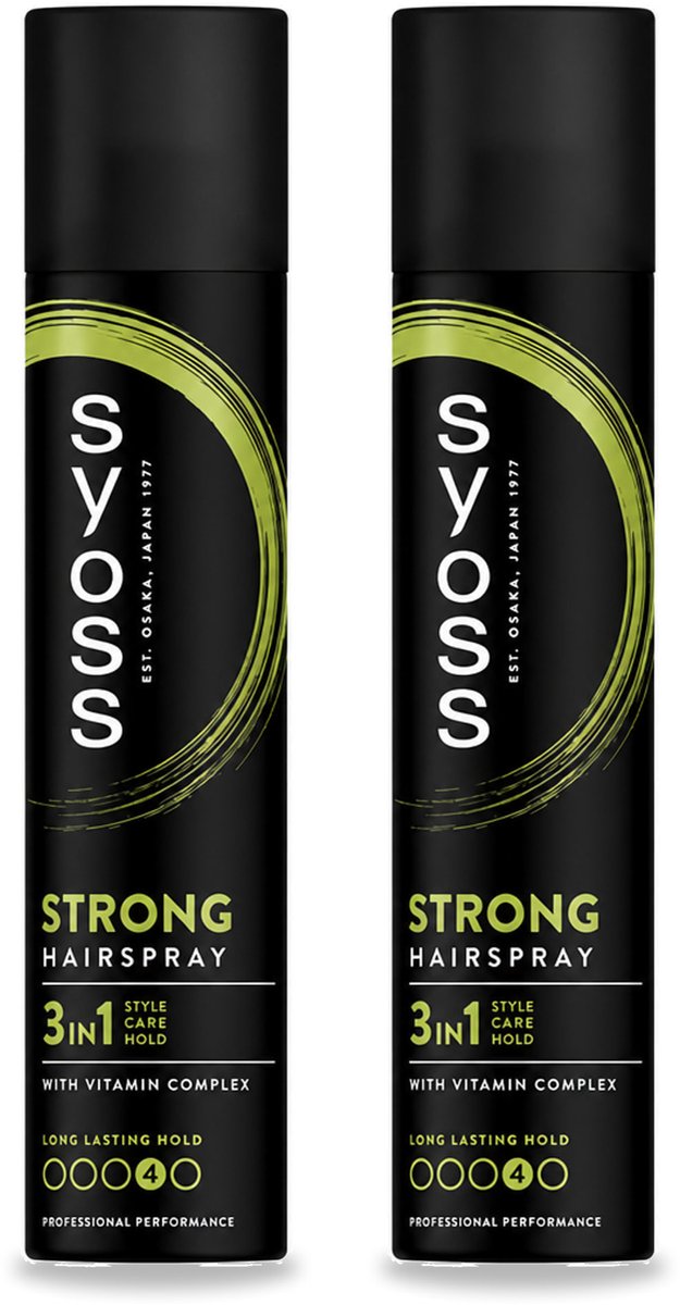 2 x Syoss - Strong Hold - Haarspray - Sterke Fixatie - 300 ml - Voordeelverpakking - 2 stuks