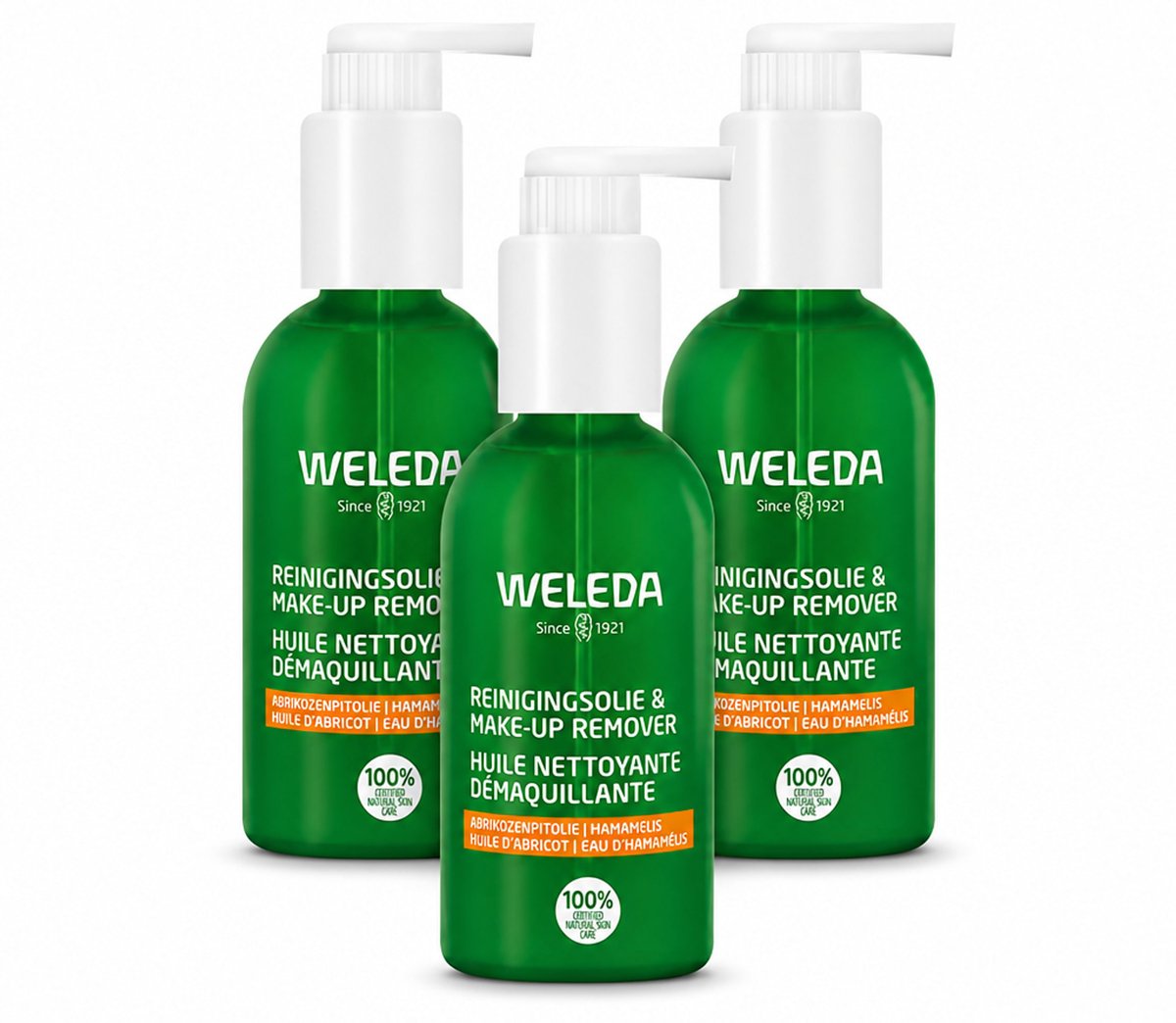 3 x WELEDA - Reinigingsolie & Make‑up Remover - 150 ml - Bulkverpakking - 3 stuks