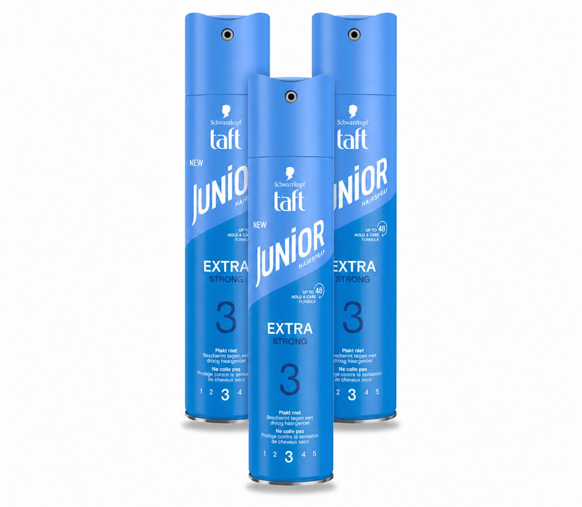 3 x Taft - Extra Strong 3 - Junior Haarspray - Stevige kindvriendelijke fixatie - 250 ml - Voordeelverpakking - 3 stuks