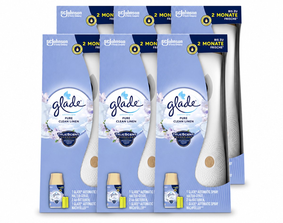 6 x Glade - Startset Automatische Spray - Pure Clean Linen - 269 ml - Voordeelverpakking - 6 stuks