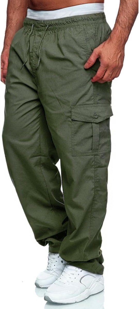 Cargobroek voor heren, gevechtswerk, casual joggingbroek, trainingsbroek met trekkoord en zakken