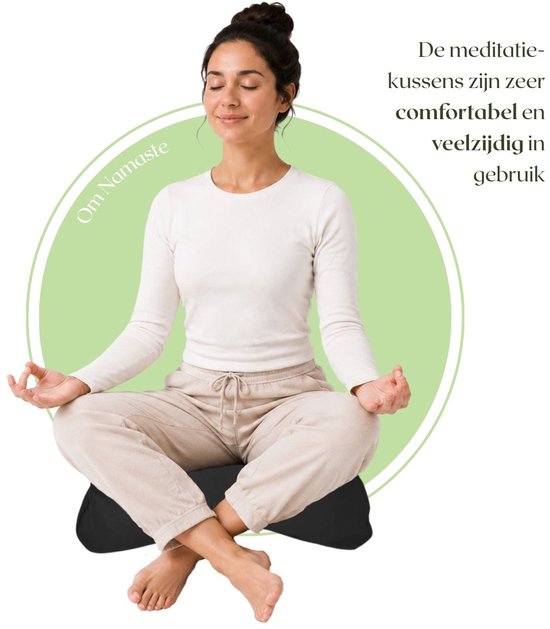 Om Namaste Halve Maan Meditatiekussen Zitkussen - Pro Moon - Zwart van Om Namaste — afbeelding 4