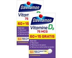 Davitamon Davitamon Vitamine D3 Forte - vitamine D3 volwassenen - Smelttablet 2 x 75 - BUNDEL 2 - 150 stuks