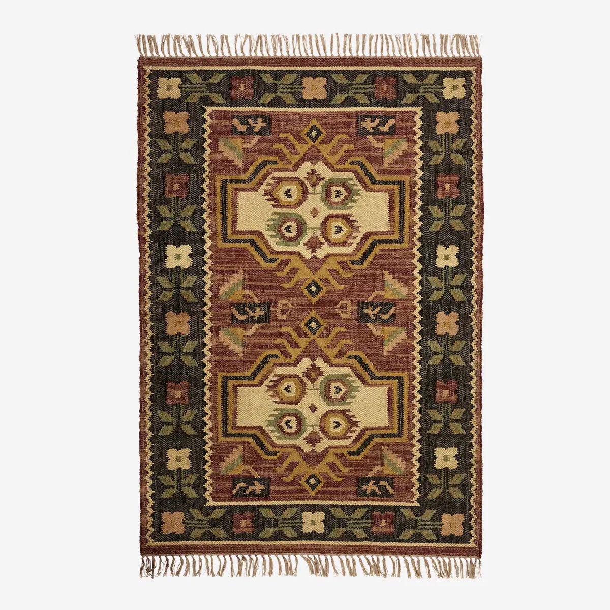 Madam Stoltz handgeweven jute vloerkleed – 120 x 180 cm – kelim patroon