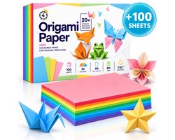 Twenty4seven® Gekleurd Papier A4 - 100 Vellen Origami, Vouwpapier en Knutselpapier - 80 Grams FSC - Surprise Knutselen voor Kinderen - Sinterklaas Cadeau - 20 Projecten