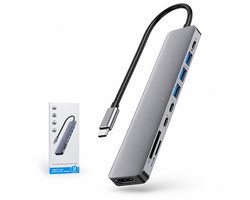 USB C Hub - 1x HDMI 4K - 1x USB-C - 3x USB 2.0 -1x USB 3.0 - 2x Kaartlezer - Inclusief Converter - Geschikt voor Macbook Pro / Air / Windows / Universeel