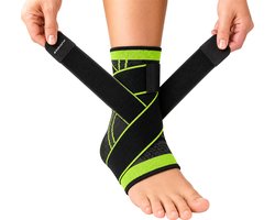 MyBodyFuel - Enkelbrace met Compressie - Enkelbandage - Enkelband - Ondersteuning & Stabiliteit - Unisex - Maat M - 36-40 - Groen/Grijs