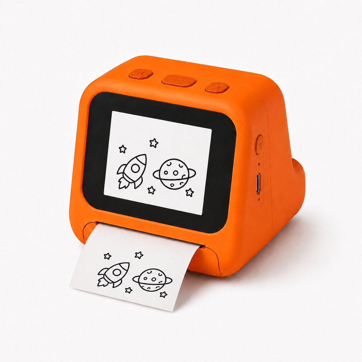 Slimme AI Kinder Miniprinter - Interactieve Leercomputer - AI Slimme Kinder Pocket Printer & Leercomputer - Inktloze Zakprinter - met Spraakbesturing voor Kleurplaten - Bluetooth/Wi-Fi - Oranje