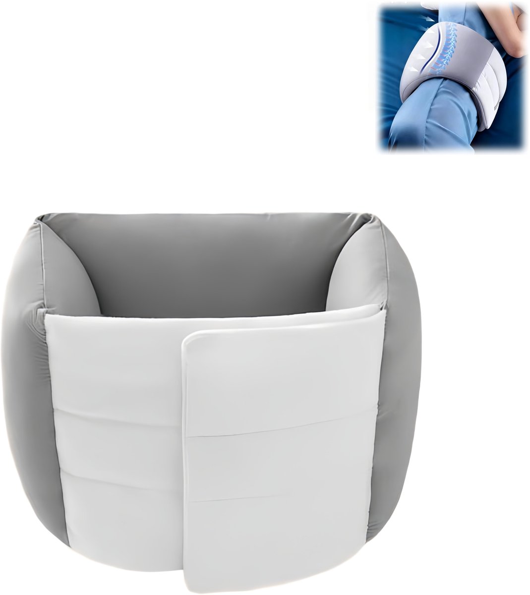 1 stuk - lendensteun kussen - rugkussen - lendenkussen voor in bed - lendensteun - ergonomisch, steun voor onderrug, pijnverlichting - 100x18 cm - voor bed, slaap, thuis, slaapkamer - grijs wit