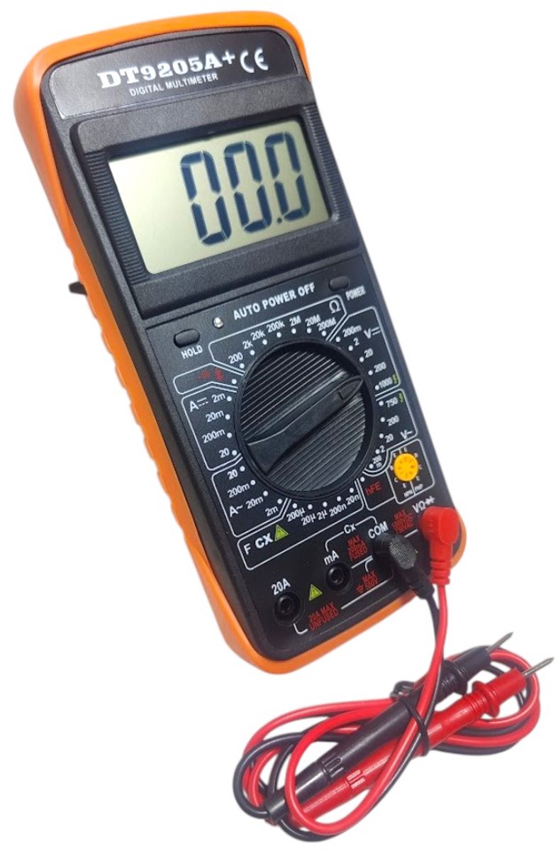 Digitale Multimeter DT9205A+ met Testsnoeren AC/DC Spanning Stroom Weerstand