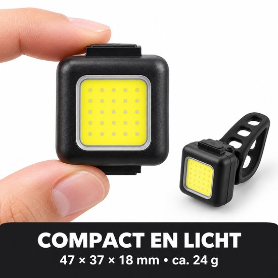Cloudy LED Fietslamp Voor – 150 Lumen – USB-C Oplaadbaar – 3 Lichtstanden – IPX5 Waterbestendig – Zwart — afbeelding 2