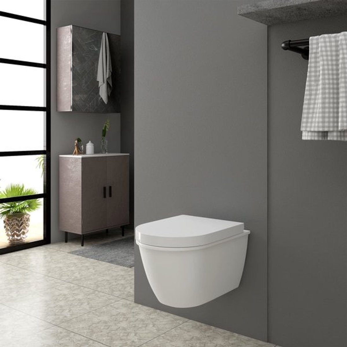 WC bril in Plastic met softclose systeem en Quick release - antibacterieel - Wit.