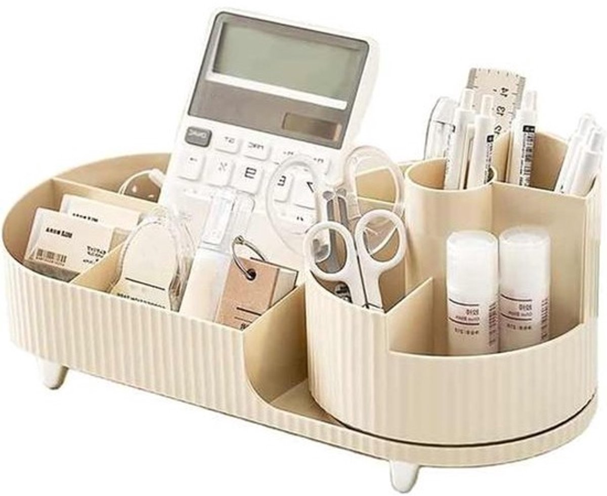Roterende make-up organizer met 2-in-1 huidverzorgingscompartiment - Cosmetische opbergdoos voor dressoir, badkamer en slaapkamer
